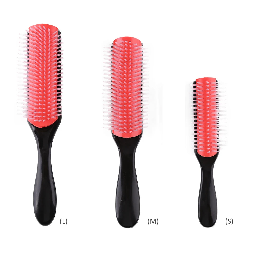 9-Rows Detangling Hair Brush Denman Detangler Hairbrush Scalp Massager Straight Curly Wet Removable DIY Hair Comb Brush