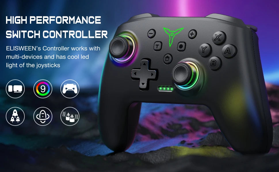 Dinofire Wireless Bluetooth RGB Controller for Nintendo Switch - Smarsty