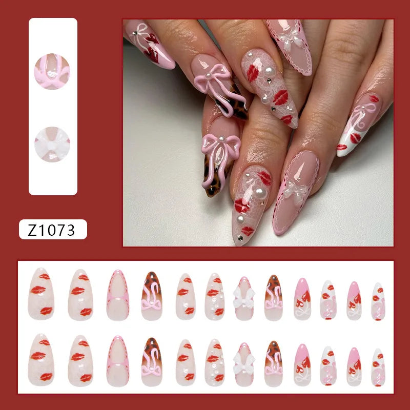 24pcs Flower Design Fake Nail Tips Full Cover - Smarsty