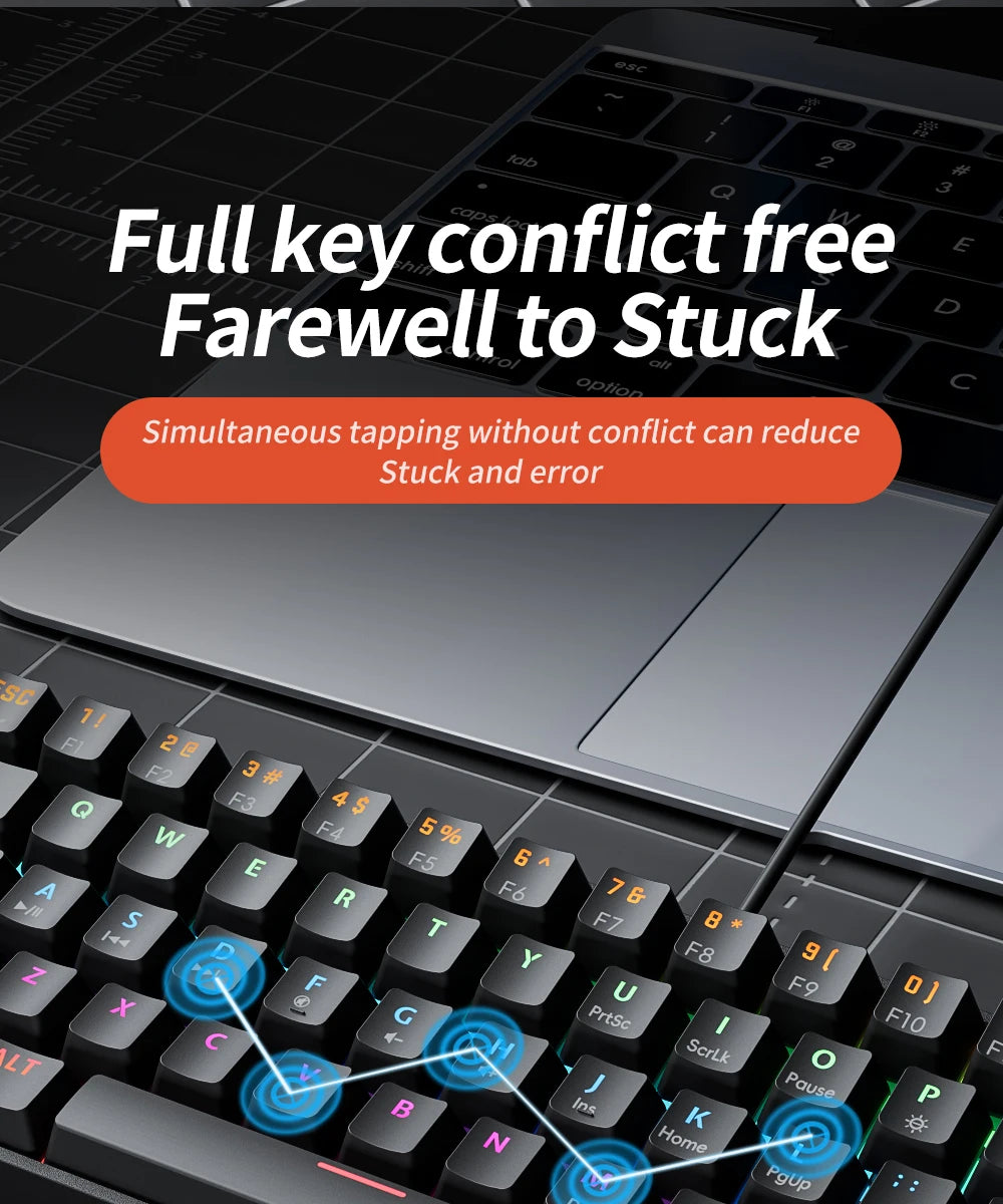 Compact 61Key Esports Mechanical Keyboard Hot Swappable RGB