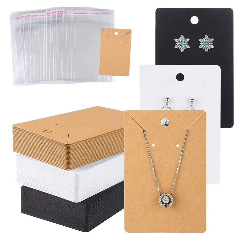 50 Pack Blank Jewelry Cards for Necklaces and Earrings - Smarsty