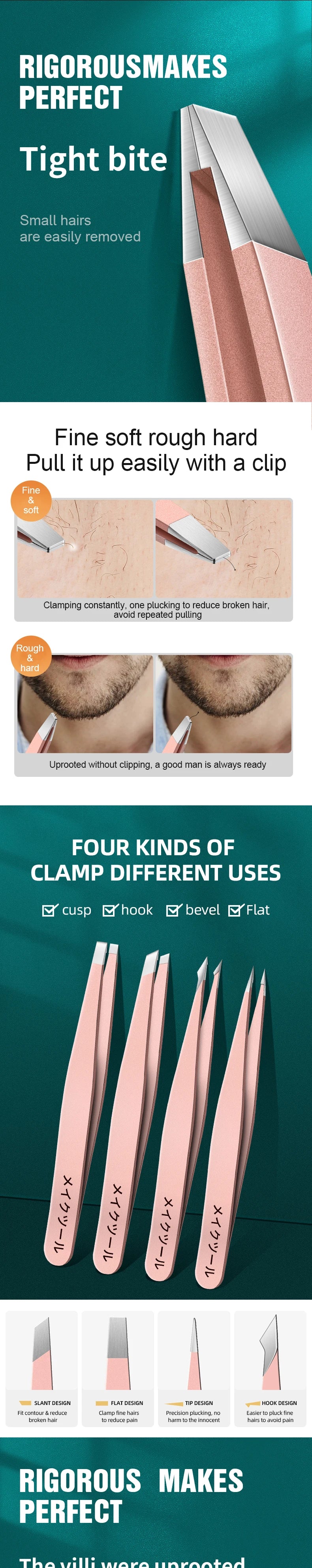 Ouriner Stainless Steel Eyebrow Tweezers Set for Precision Hair Removal - Smarsty