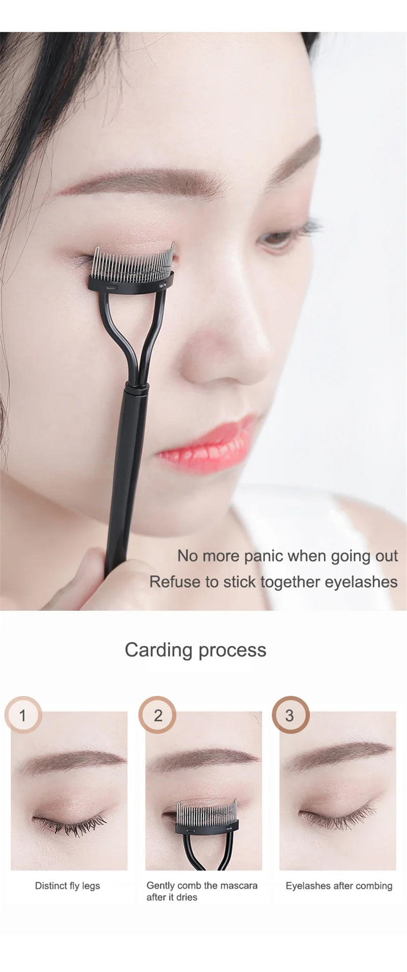 Black Foldable Eyelash Brush Comb for Perfectly Separated Lashes - Smarsty