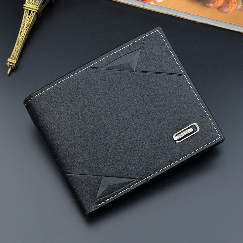 Men Short Bifold Faux Leather Masculina Billetera Credit ID Card Holder Wallet Billfold Purse Clutch Solid Hombre Business Slim - Smarsty