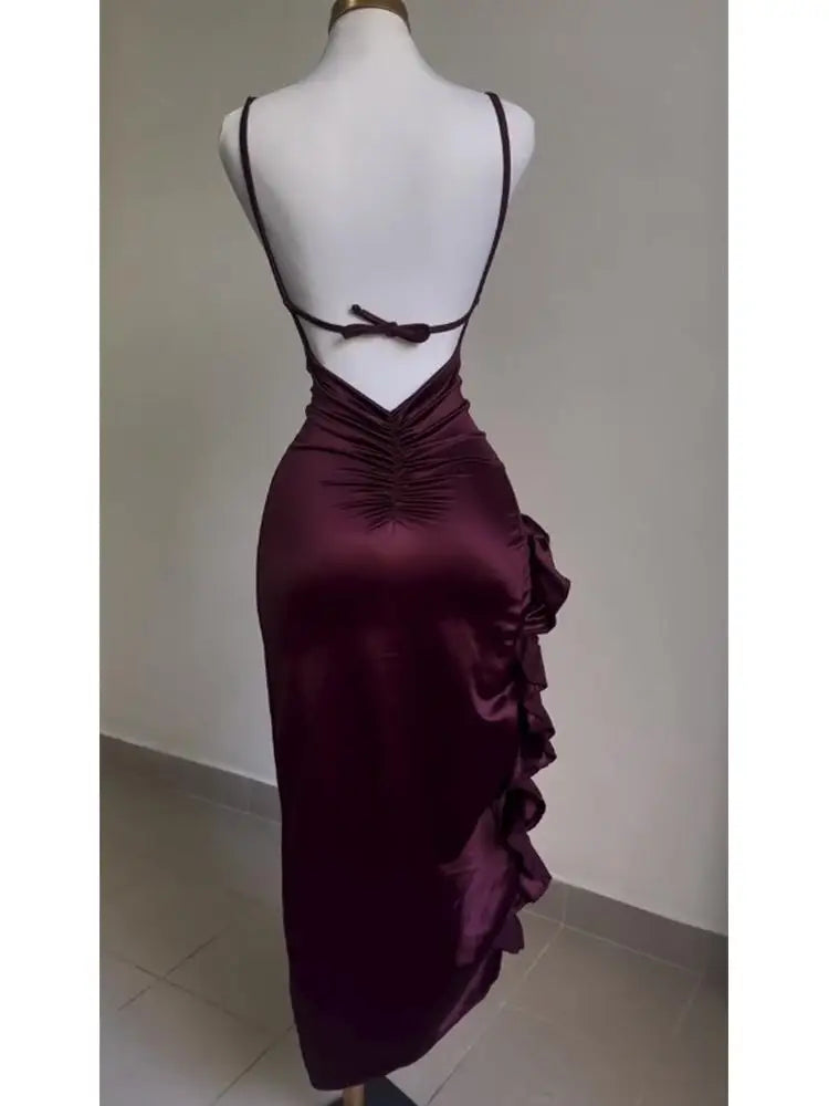 2024 Europe and the United States explosive new cross-border dress summer senior sense Y2K sexy halter Spice Girl dress - Smarsty