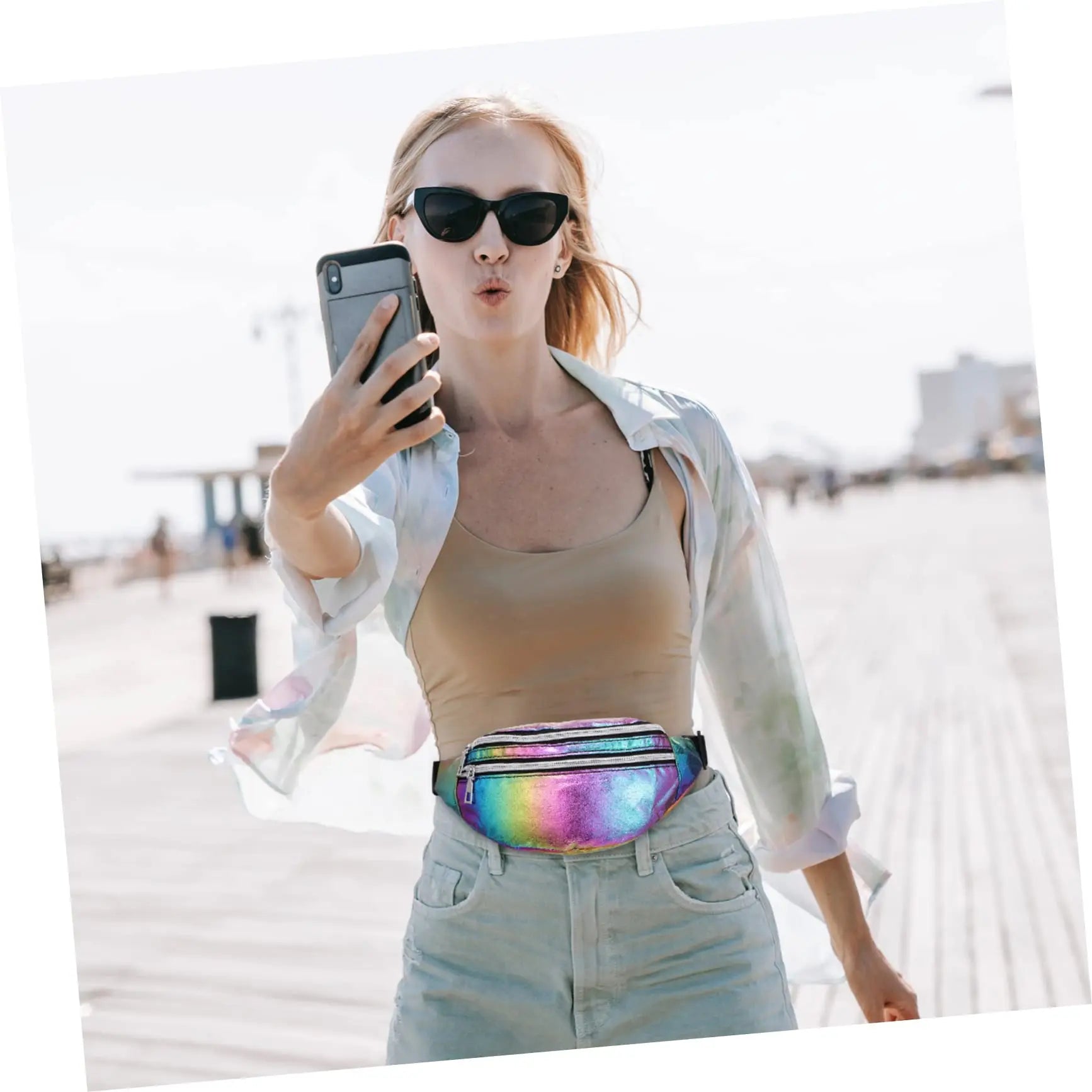 Holographic Fanny Pack Waist Bag For Travel And Beach - Smarsty