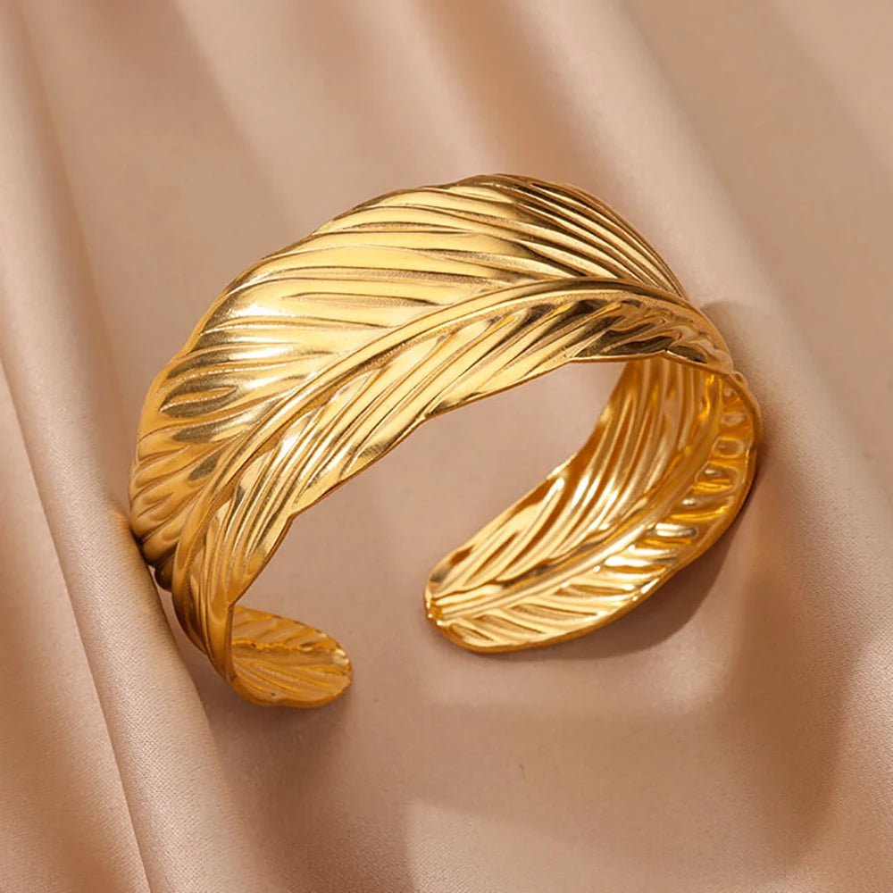 Luxury Gold Color Stainless Steel Cuff Bangle Bracelet - Smarsty
