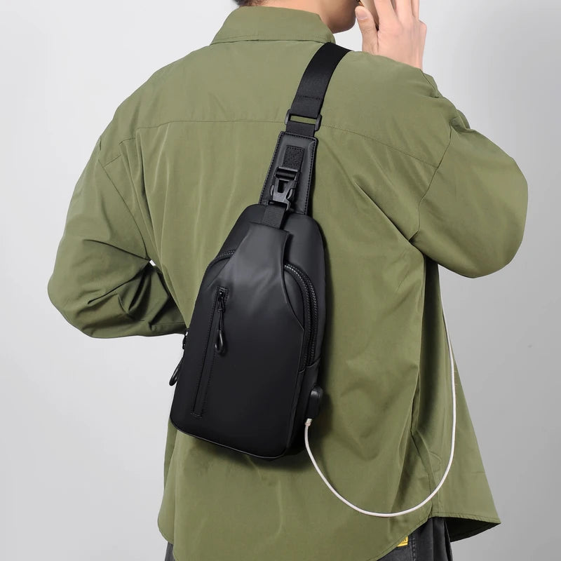 Mens USB Port Chest Bag For Daily Commute And Traveling - Smarsty