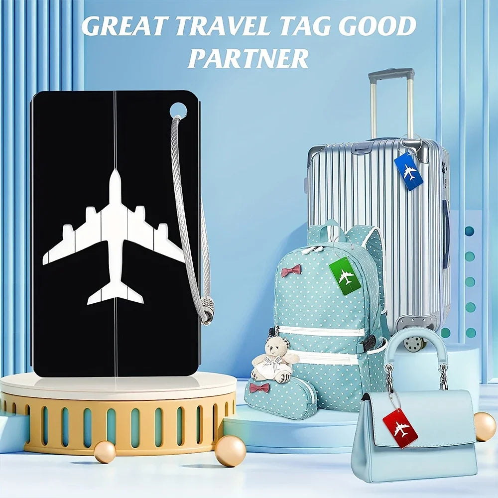 Aluminum Alloy Travel Luggage Tag Hanging Tag Suitcase Tag Plane With Name ID Cards Anti-lost Solid Color Travel Accessories - Smarsty