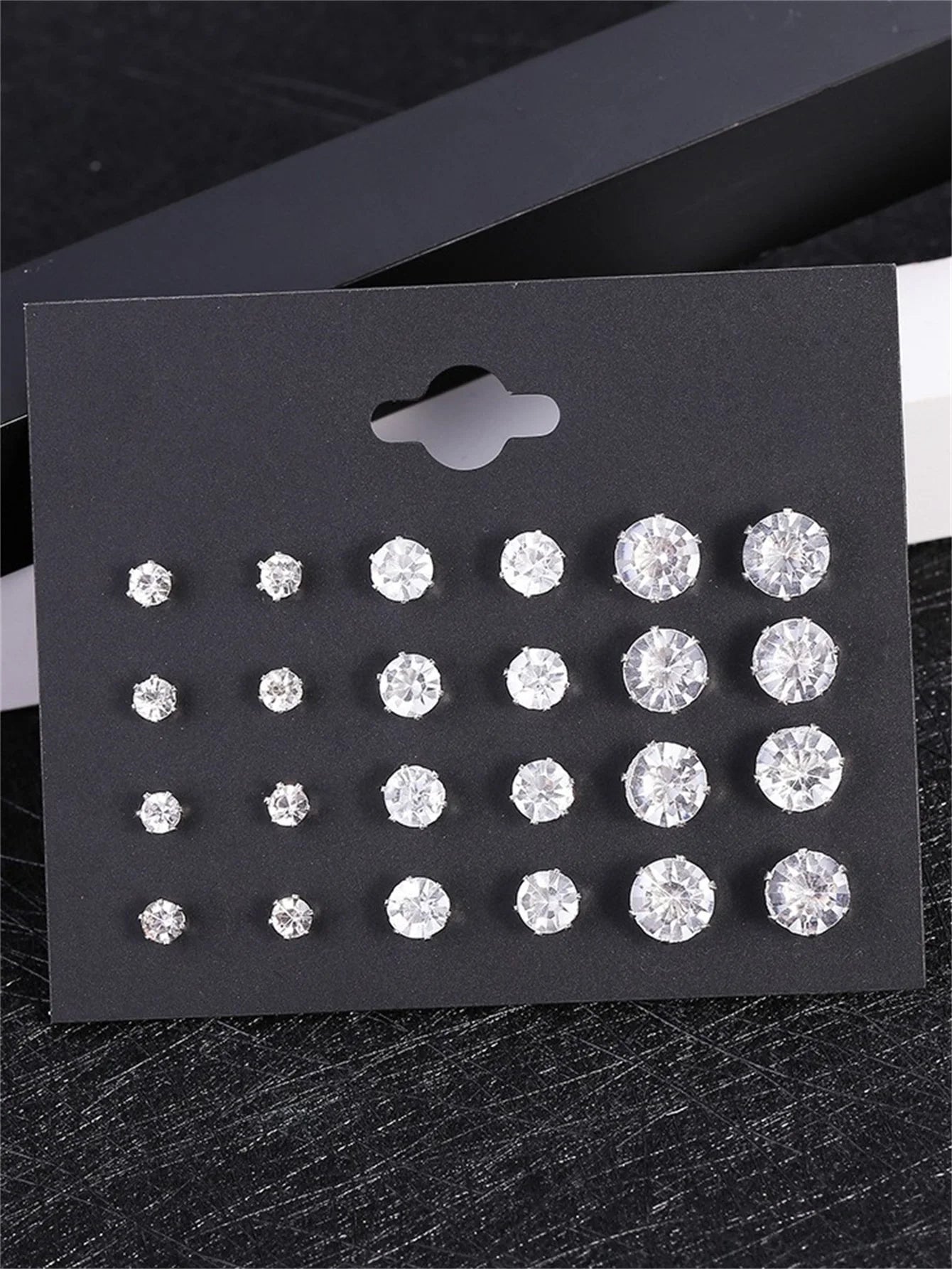 12 Pair White Crystal Wedding Stud Earrings Set - Smarsty