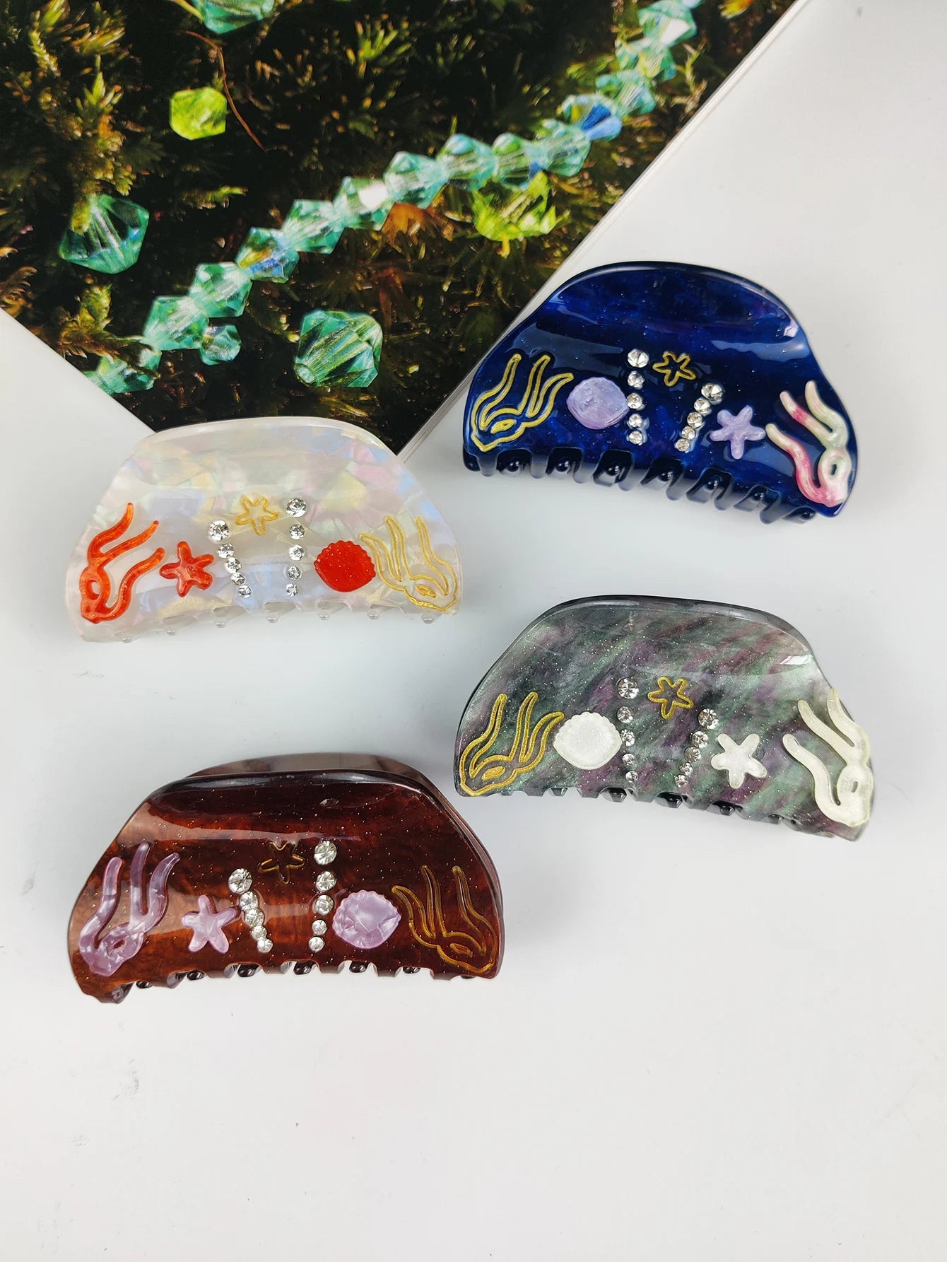 Handmade Large Sea Hair Claw Clips Acetate Beach Starfish - Smarsty