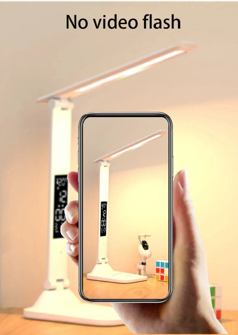 Dimmable USB Folding Desk Lamp with Alarm Clock - Smarsty