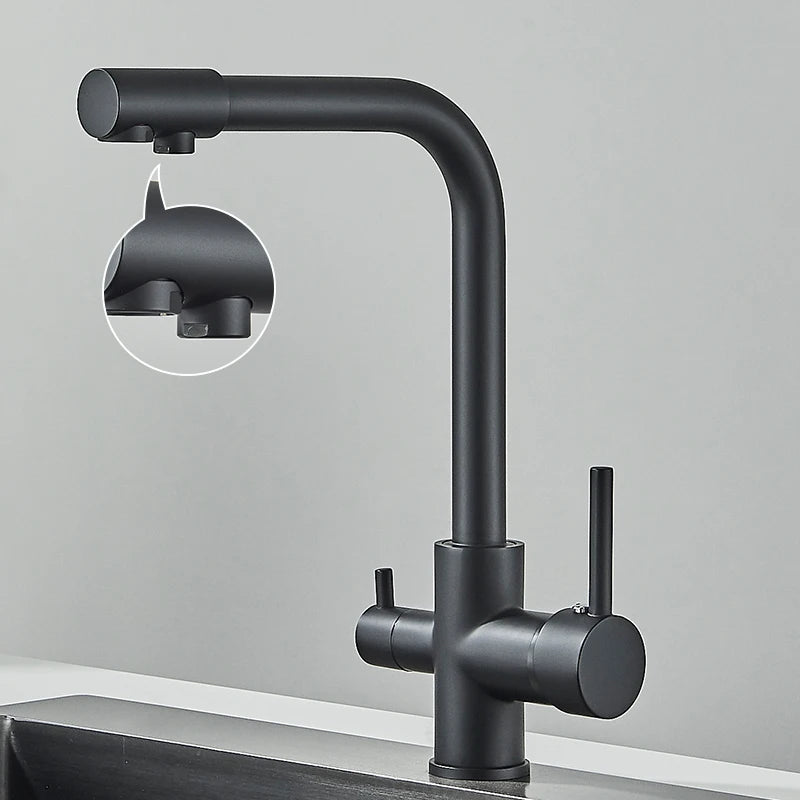 Black Grey Water Filter Kitchen Faucet with 360 Degree Rotation - Smarsty