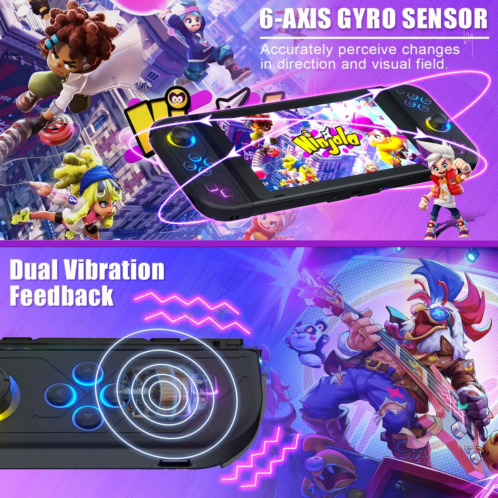 Bluetooth 5.2 Joy Controller with RGB LED for Nintendo Switch - Smarsty