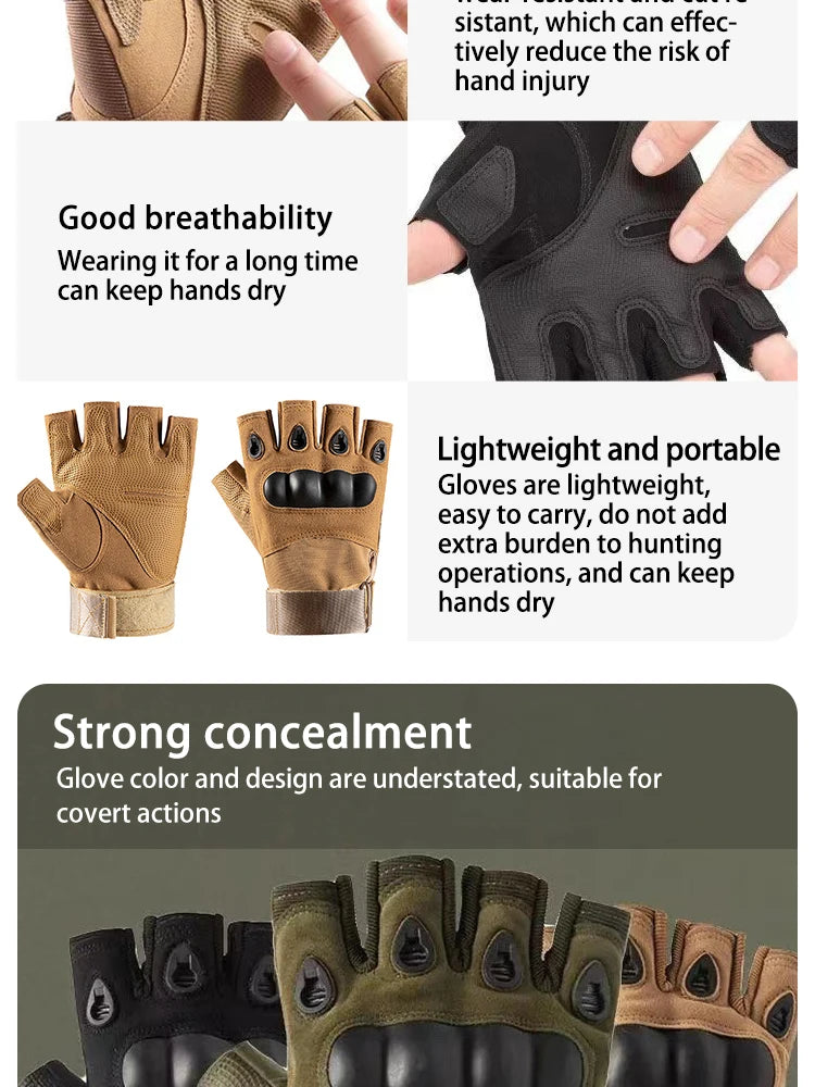 Half Finger Tactical Hunting Gloves Anti Skid Breathable - Smarsty