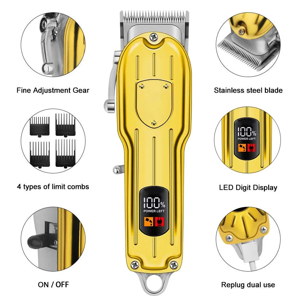 Professional Hair Clippers/Hair Trimmer/Beard Shaver for Men - Cordless Barber Clipper Hair Cutting Kit, Haircut Grooming Kit
