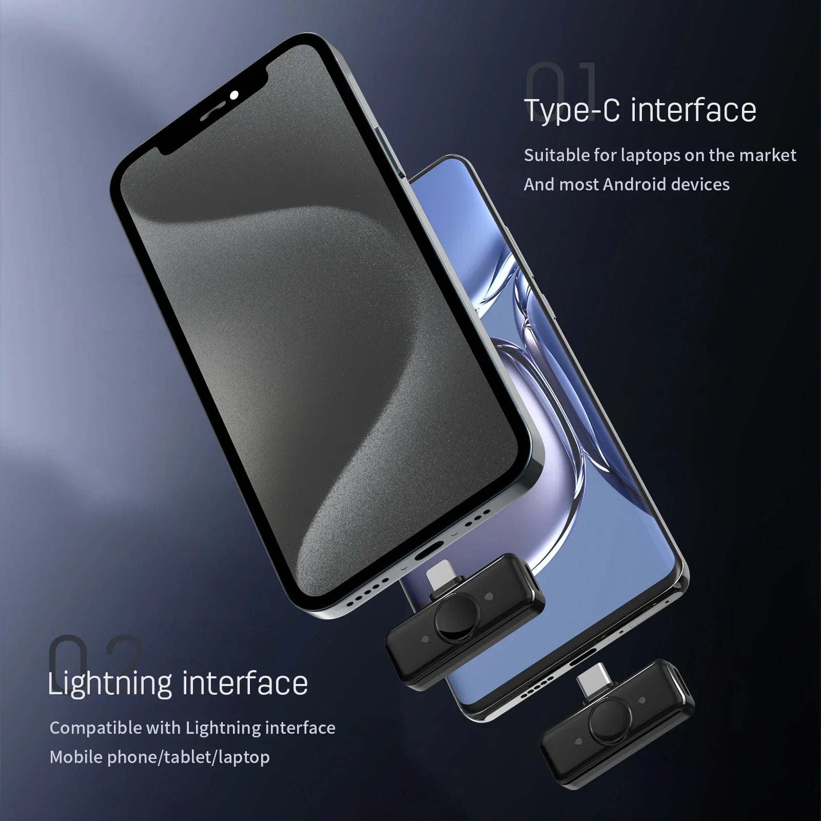 Wireless Lavalier Microphone Dual Omnidirectional for Video Recording - Smarsty