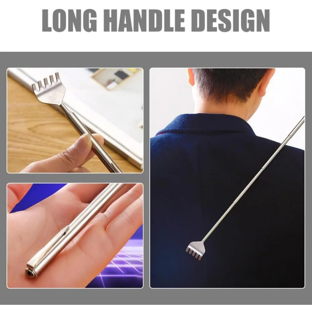 silvery Telescopic Back Scratcher, Portable Extendable Stainless Steel Scratchers for Men Women ,Mothers Gifts,Gifts For Men,G - Smarsty