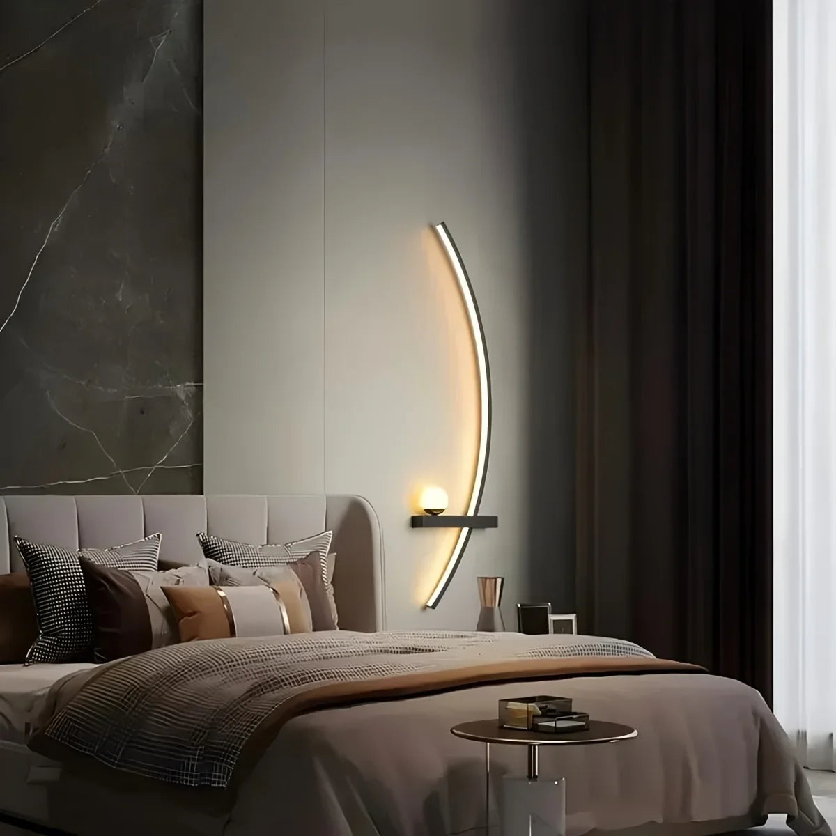 2pcs Modern Adjustable LED Wall Sconce, 31.5" Arched Metal Bedside Lamp, 3000K Warm Glow, Indoor Use for Bedroom