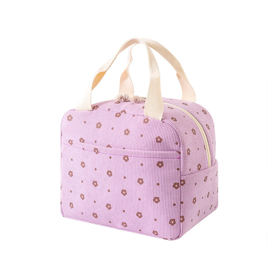 Floral Printed Insulated Lunch Bag With Portable Cooler - Smarsty