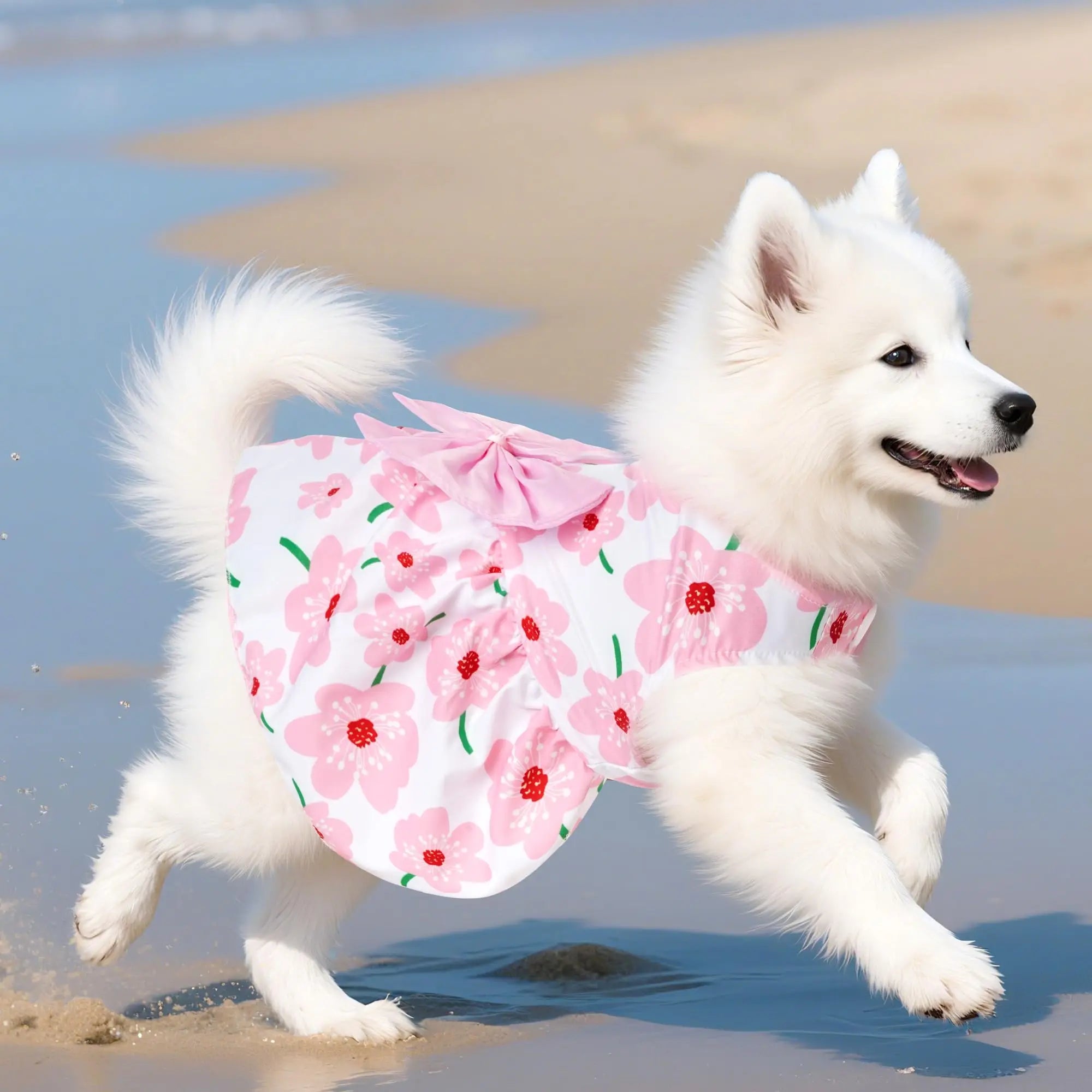 Summer Floral Dog Dress with Bow for Puppies - Smarsty
