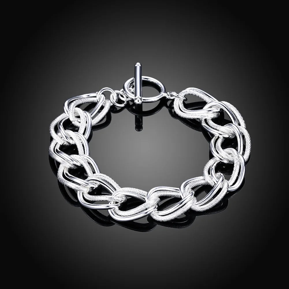 Sterling Silver Square Chain Bracelet Unisex Gift - Smarsty