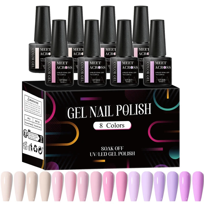 Fluorescent Gel Nail Polish Set With Glitter Finish - Smarsty