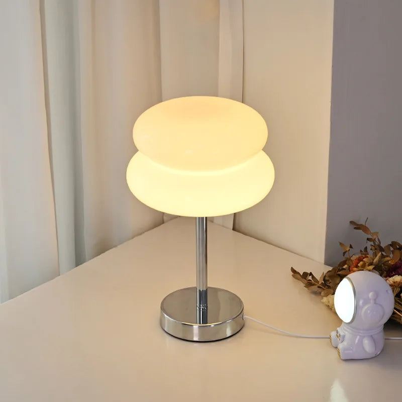 Trichromatic Dimming Macaron Glass Table Lamp for Cozy Bedrooms - Smarsty
