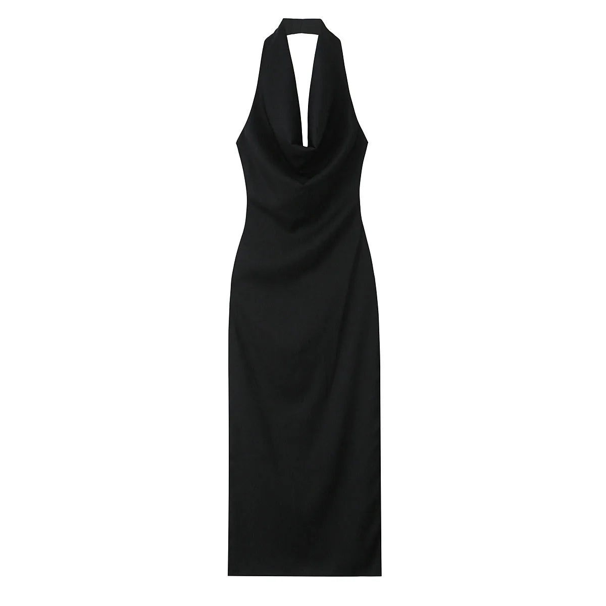 European And American Style Foreign Trade Women's Clothing New Style Temperament Draped Halter Neck Midi Dress