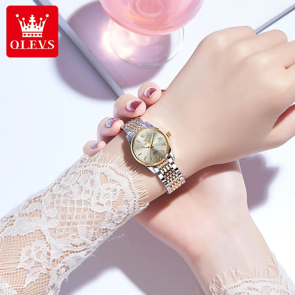 OLEVS Ladies Automatic Wristwatch Waterproof Stainless Steel - Smarsty