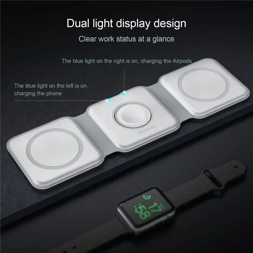 3 In 1 Wireless Charging Pad Foldable Desktop Charger - Smarsty