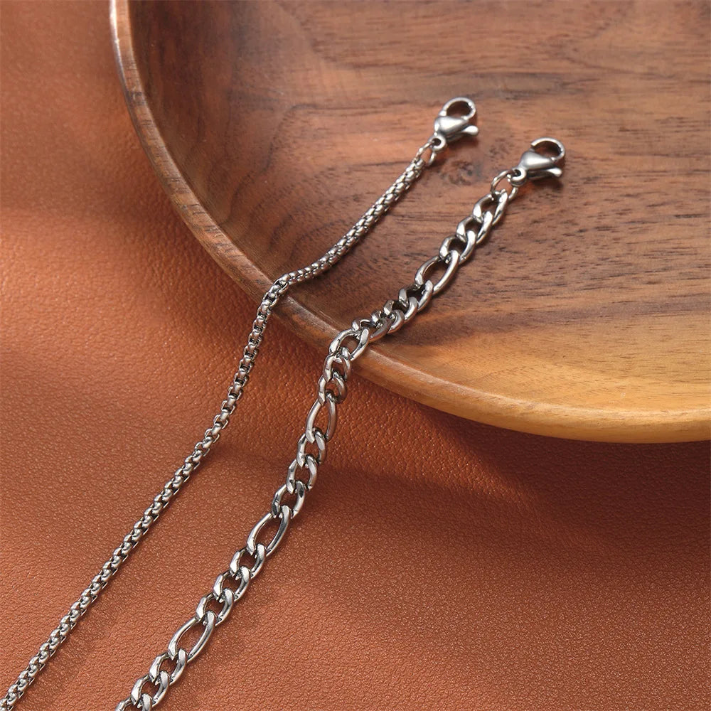 Mens Stainless Steel Chain Bracelets Set Gold Silver - Smarsty