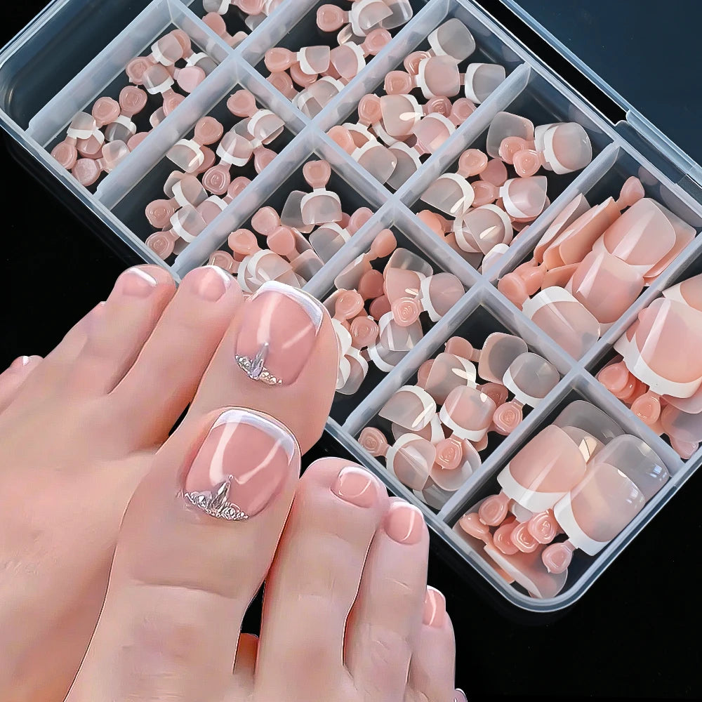 120Pcs French Fake Toenails in 9 Colors for Summer Style - Smarsty