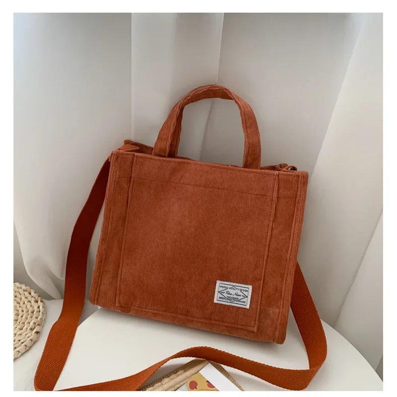 Corduroy Women Handbag Large Capacity Shoulder Bag - Smarsty