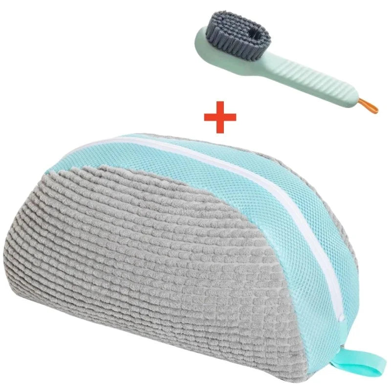 1/2/4PCS Shoe Washing Machine Bag with Liquid Shoe Brush Set Durable Laundry Shoe Bag and Soft Bristle Clean Brush for All Shoes