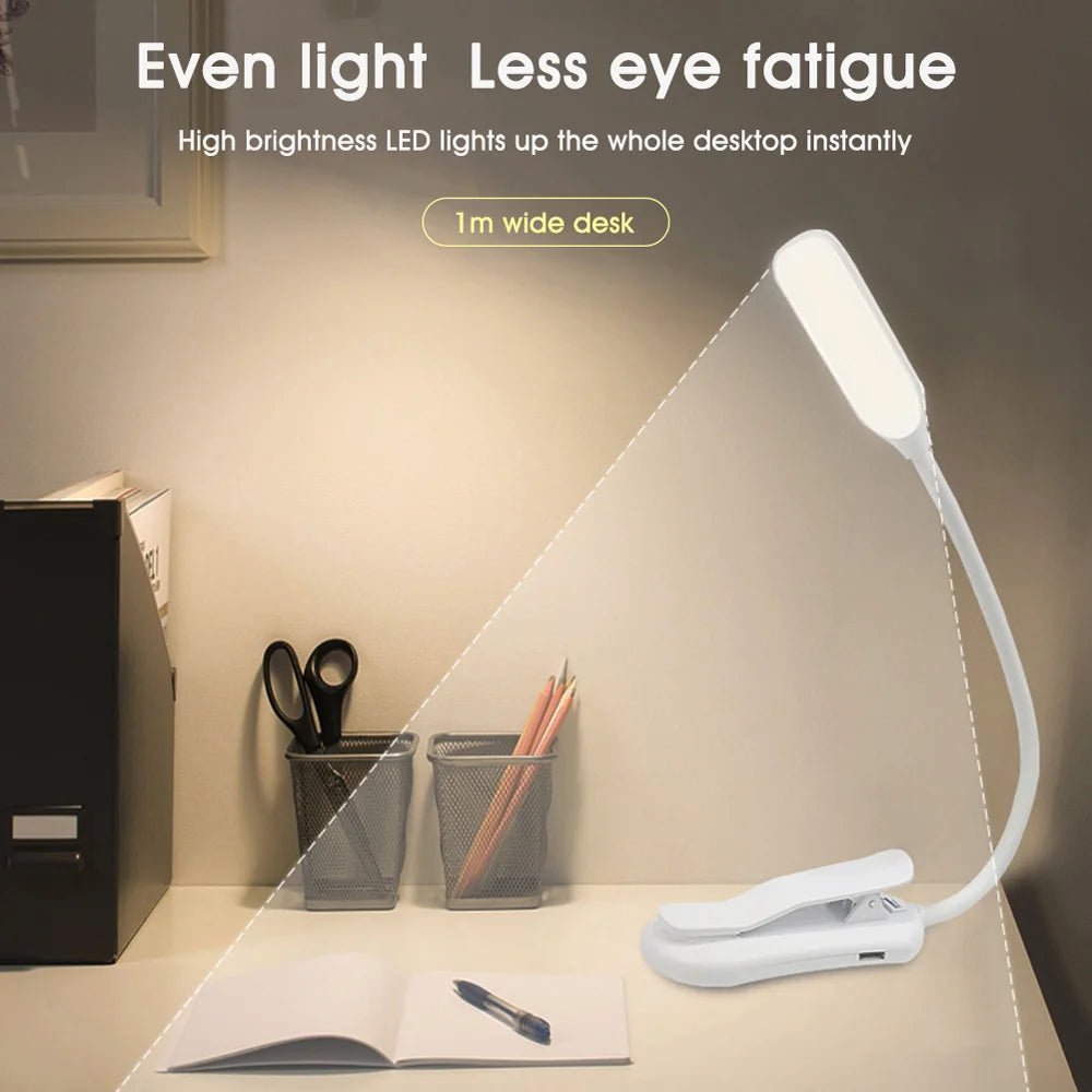 USB Rechargeable LED Book Light with Flexible Clip - Smarsty
