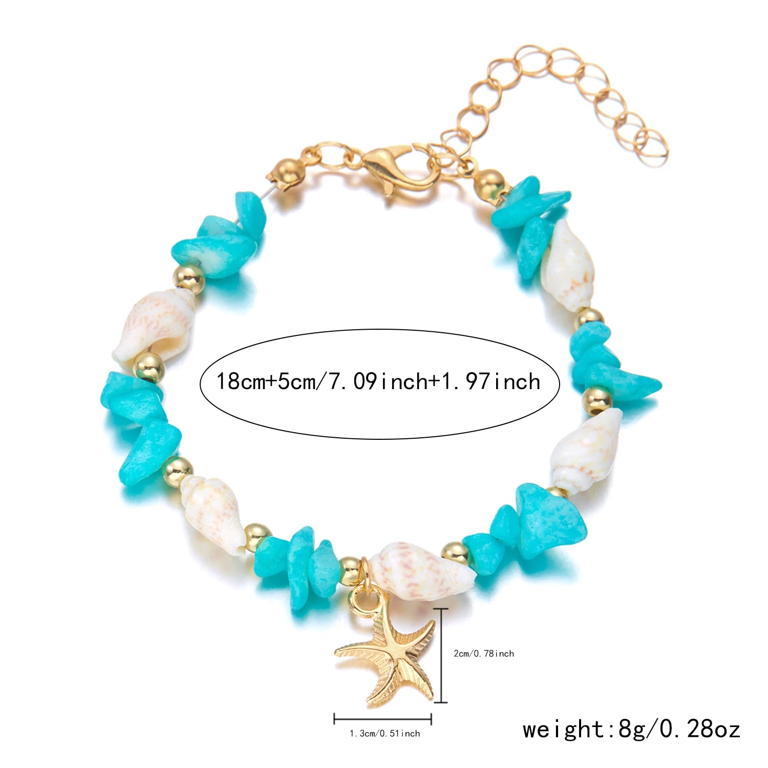 Bohemian Starfish Pendant Beaded Bracelet for Women - Smarsty