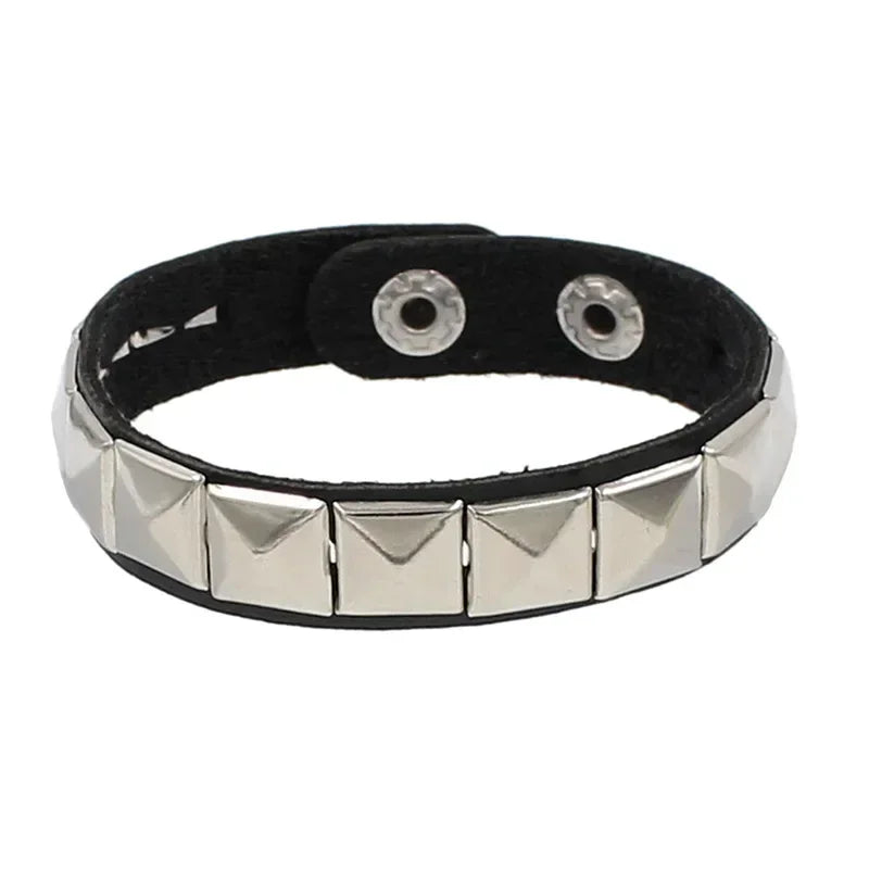 Punk Leather Bracelet with Metal Rivets for Men and Women - Smarsty