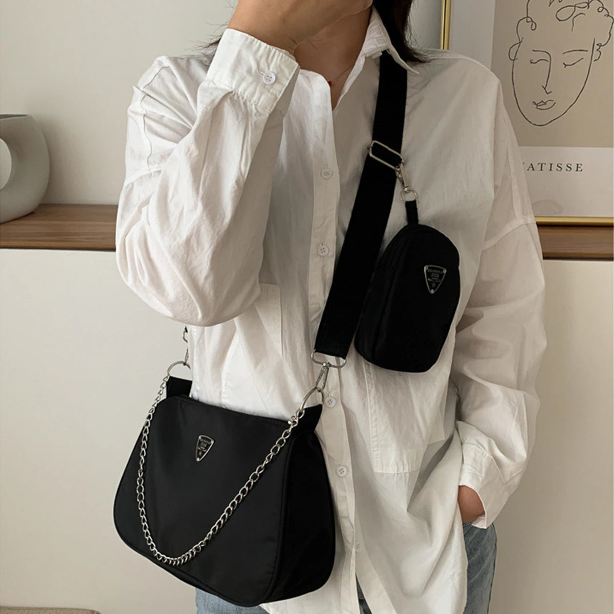 Nylon Crossbody Bag For Women Portable Casual Style - Smarsty