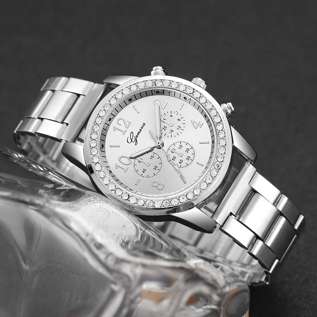 Luxury Rhinestone Women Watches Set with Steel Band - Smarsty