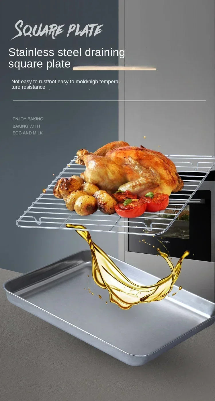 Stainless Steel Baking Pan with Rack for Grilling - Smarsty