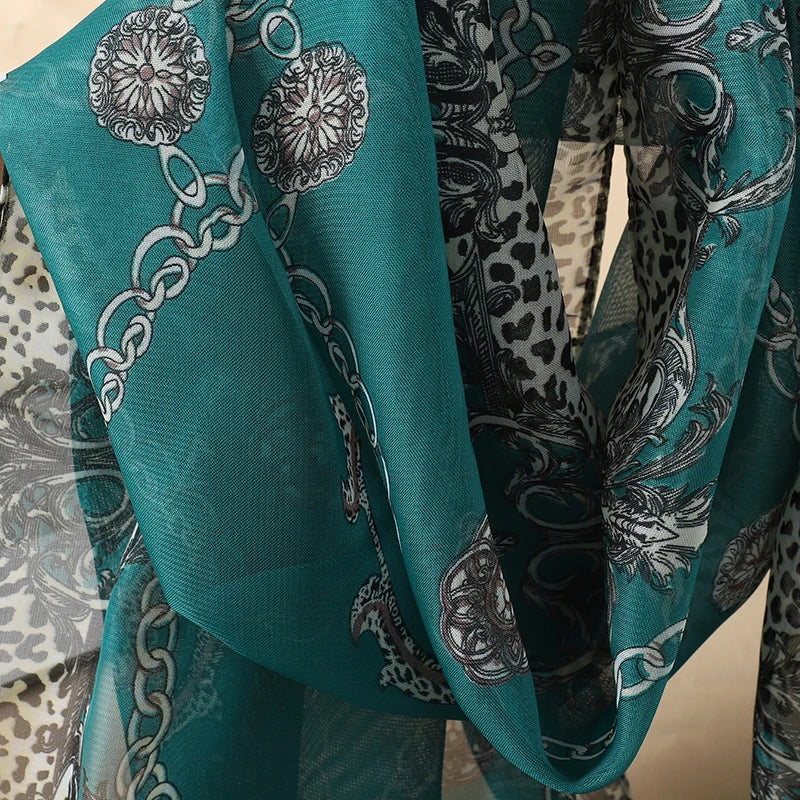 Women Print Chiffon Scarf Lightweight Sunscreen Shawl Wrap - Smarsty