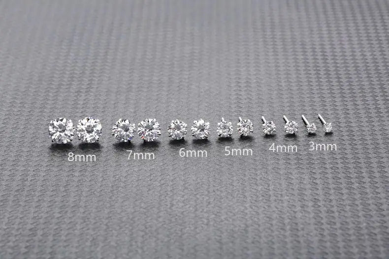 925 Sterling Silver CZ Stud Earrings Tiny Dainty Gift - Smarsty