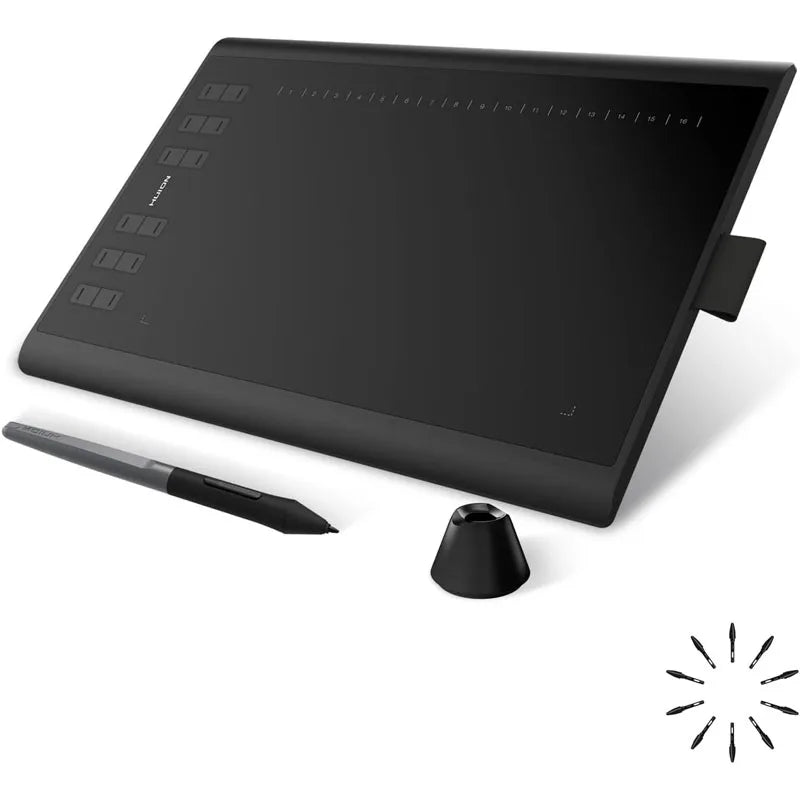 HUION Inspiroy H1060P Graphics Drawing Tablet with 8192 Pressure Sensitivity Battery-Free Stylus and 12 Customized Hot Keys, 10