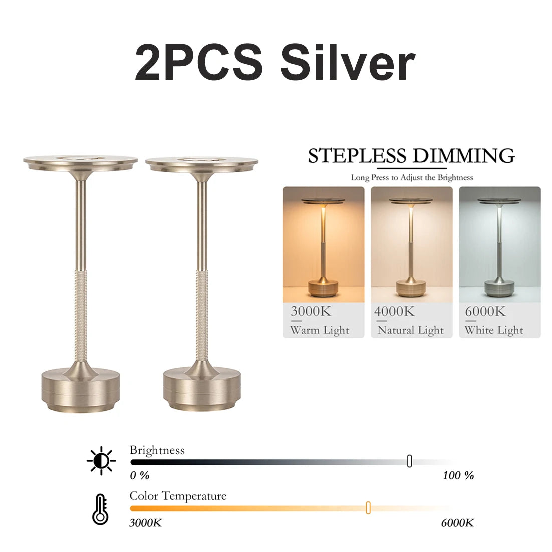 Rechargeable Wireless Table Lamp LED Touch Sensor Desktop Night Light Reading Lamp for Restaurant Hotel Bar Bedroom Decor Light