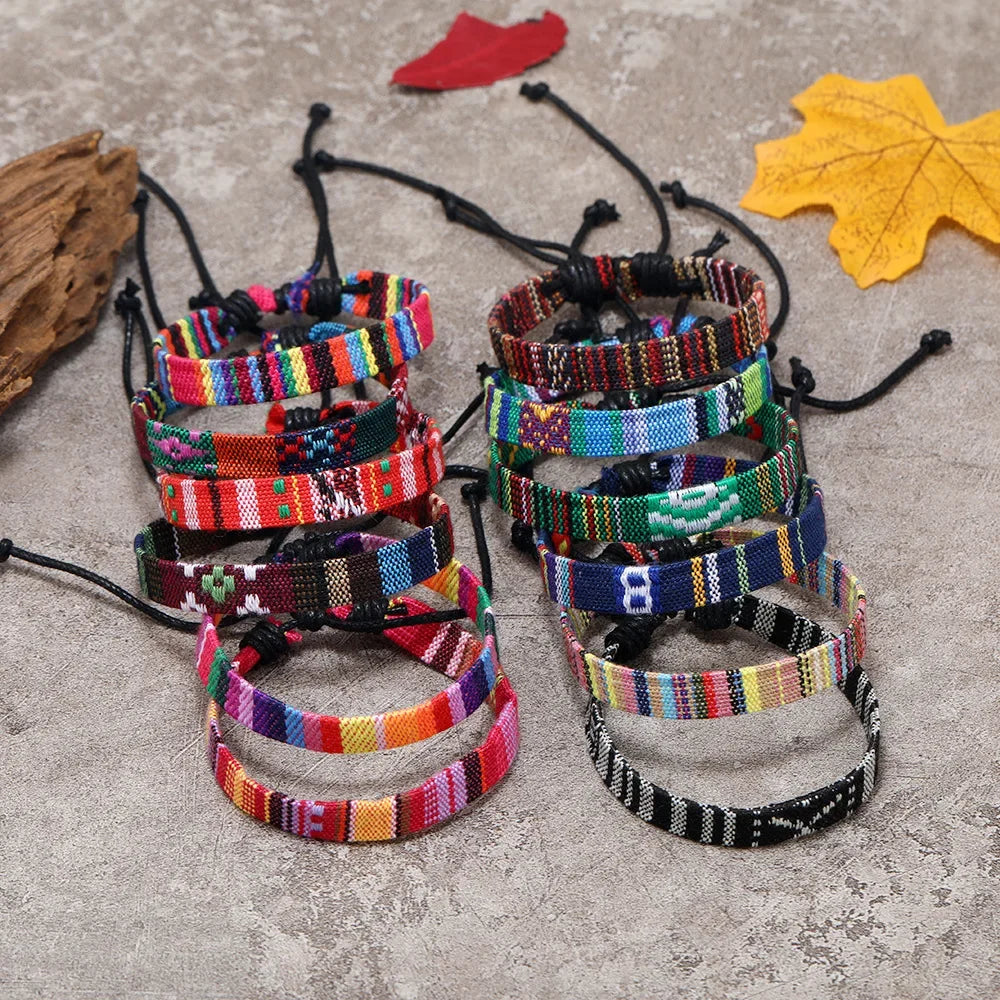 Colorful 12Pcs Nepal Ethnic Bracelet Set for Women - Smarsty