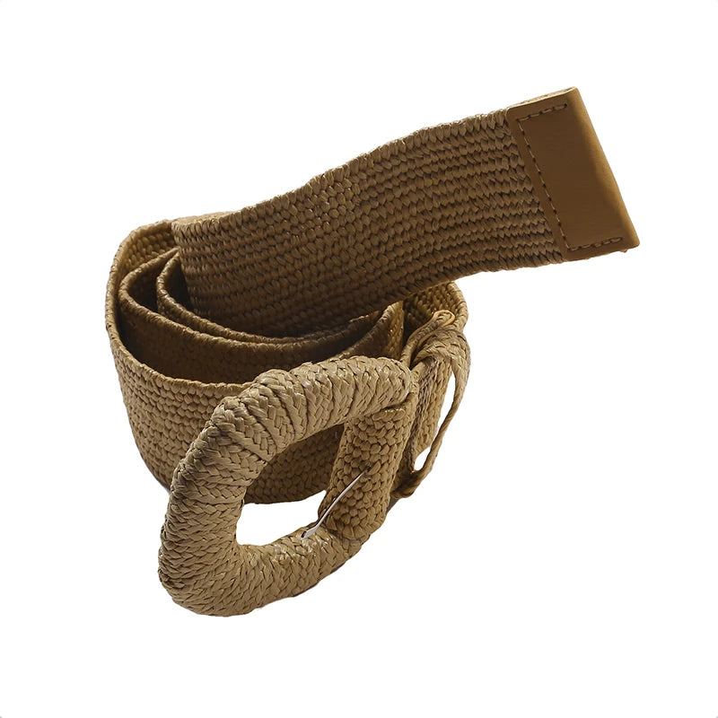Retro Women Braided Wide Pin Buckle Belt Summer Fashion - Smarsty
