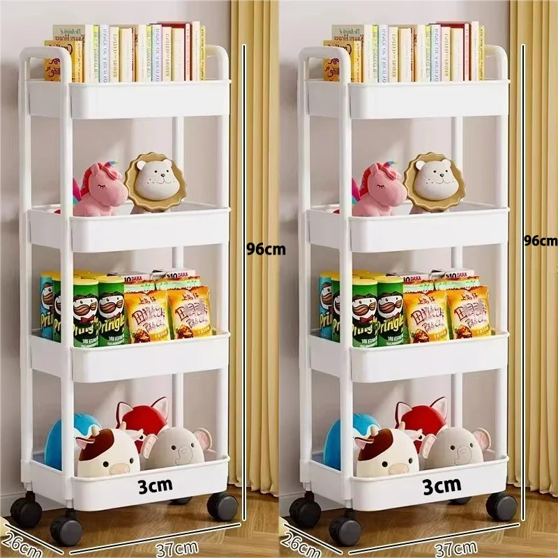 Bookshelf Storage Trolley Mobile Kitchen Organizer Cart With Wheels Multi-Layer Bathroom Shelves Household Snacks Storage Rack by Smarsty