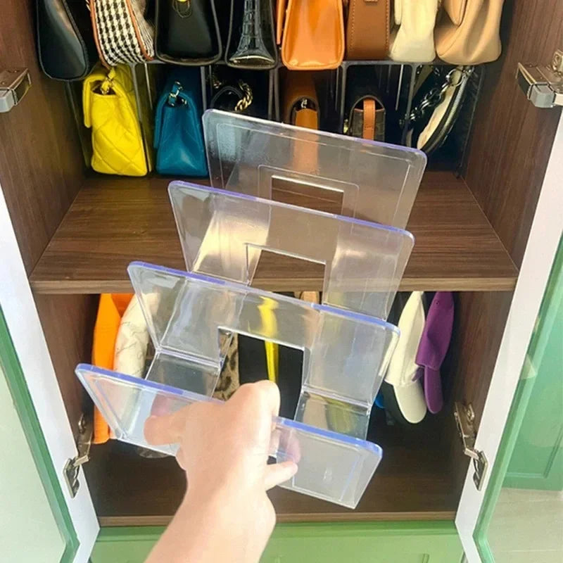 Handbag Storage Organizer Rack Wardrobe Divider Shelf Bag Storage Rack Transparent Purse Handbag Divider Shelf Bags Display Rack by Smarsty