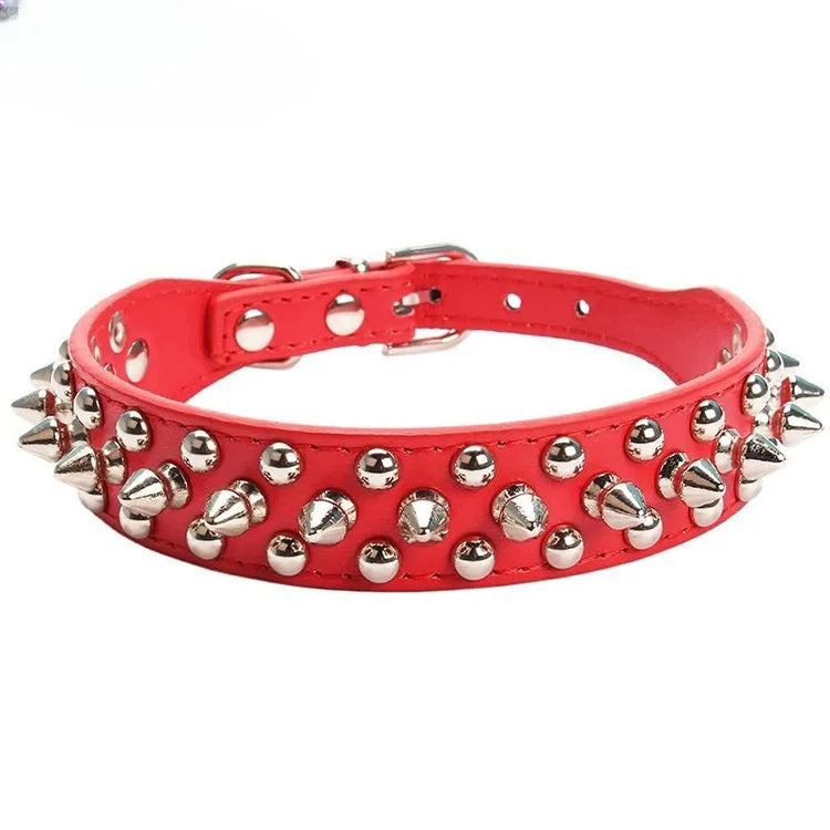 Adjustable Leather Dog Collar with Spikes for Small Pets - Smarsty